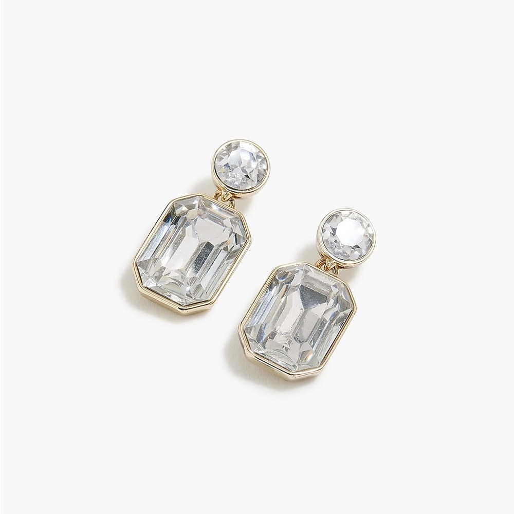 J Crew Statement Gem Earrings Rich Dangle Neutral Crystal‎ NEW